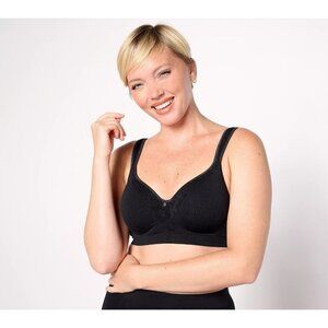 Breezies Seamless Lace Comfort UW Tshirt Bra Black,38 C